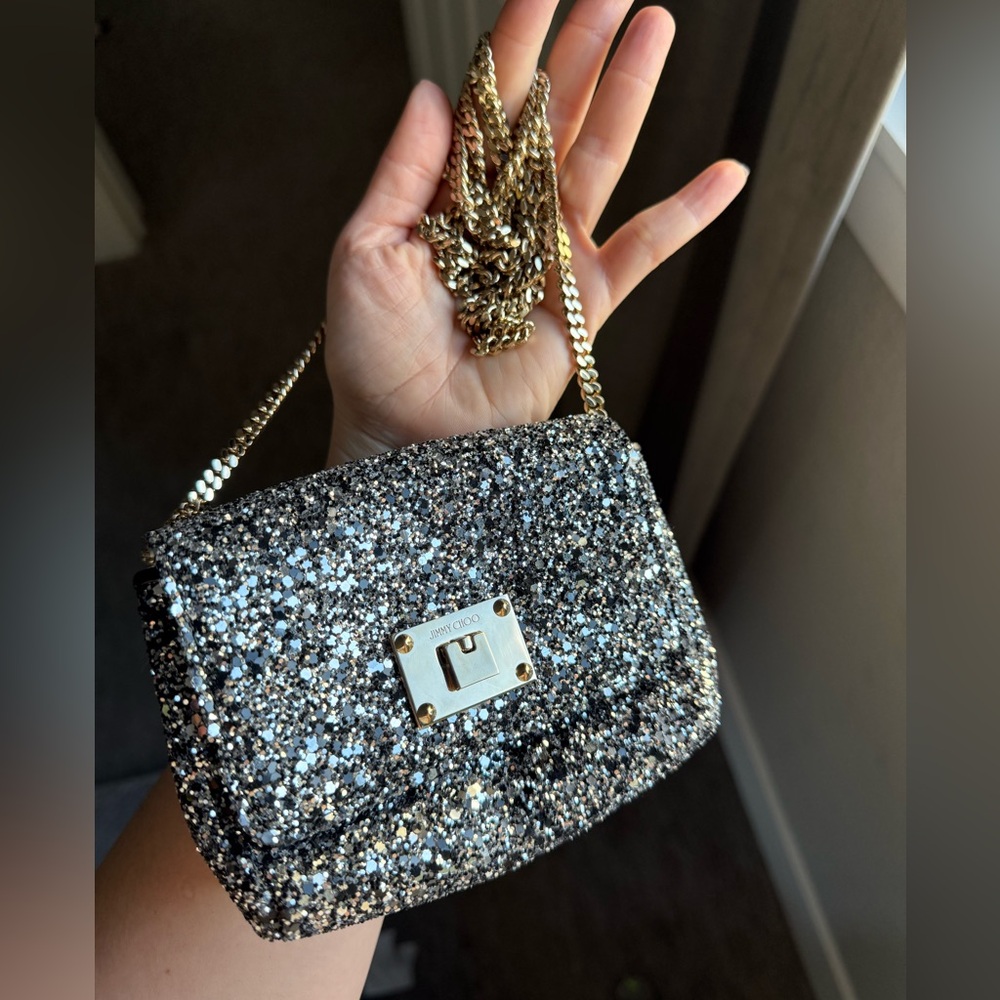 Jimmy Choo Ruby Glitter Chain-Link mini bag